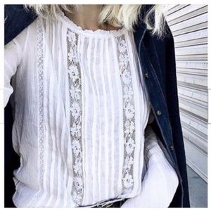 Isabel Marant Etoile Marya White Lace Trim Blouse - size FR40, US 8